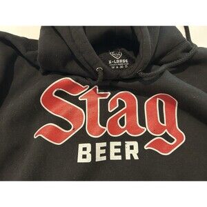 Stag Beer Black Hoodie Men’s Size XL Sweatshirt Kangaroo Pocket Logo Made In USA